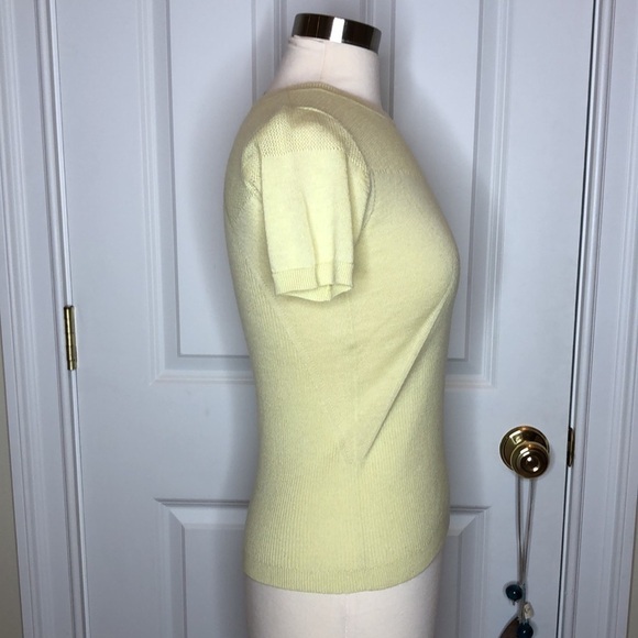 TSE Yellow Short Sleeve Spring cashmere blend Sweater M - Picture 4 of 7
